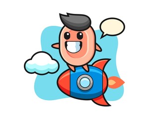 Soap mascot character riding a rocket