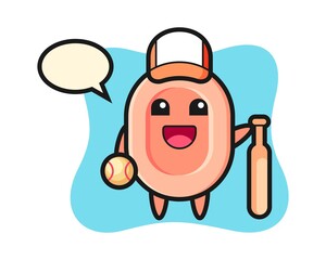 Cartoon character of soap as a baseball player