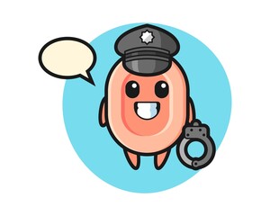 Cartoon mascot of soap as a police