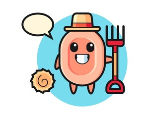 Mascot character of soap as a farmer