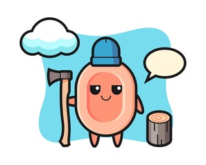 Character cartoon of soap as a woodcutter