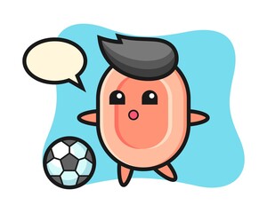 Illustration of soap cartoon is playing soccer