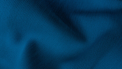 blue textile cloth background abstract with soft waves. close up drapery background with softness mood and tone. 