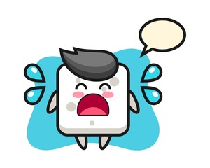 Sugar cube cartoon illustration with crying gesture
