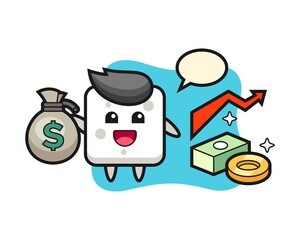Sugar cube illustration cartoon holding money sack