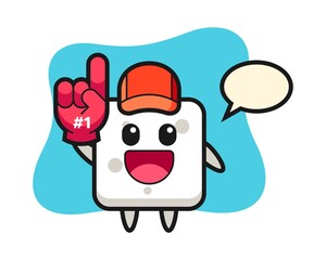 Sugar cube illustration cartoon with number 1 fans glove