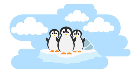 Penguin Vector Cute Animals in Cartoon Style, Wild Animal, Designs for Baby clothes. Hand Drawn Characters