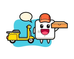Character illustration of sugar cube as a pizza deliveryman