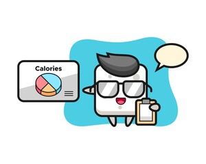 Illustration of sugar cube mascot as a dietitian