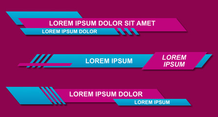 Modern geometric lower third banner template design. Colorful lower thirds set template vector. Modern, simple, clean design style