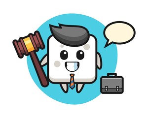 Illustration of sugar cube mascot as a lawyer