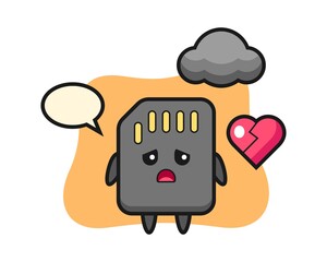 SD card cartoon illustration is broken heart