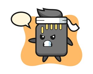 SD card cartoon illustration as a karate fighter