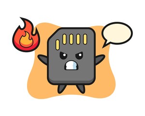 SD card character cartoon with angry gesture