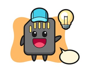 SD card character cartoon getting the idea