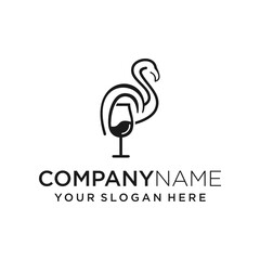 flamingo beer glass logo design
