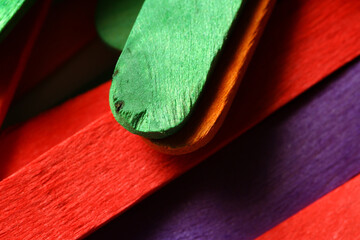 Macro shot of popsicle sticks