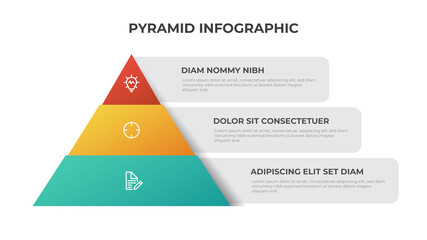 Pyramid infographic template with 3 options, multipurpose layout for presentation, banner, brochure, flyer, etc. - obrazy, fototapety, plakaty