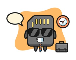 Cartoon mascot of SD card as a businessman