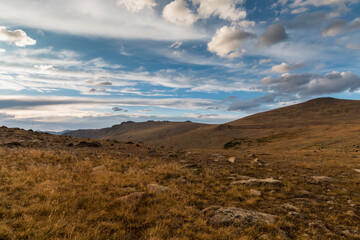 snow free mountain peaks in summer in the Rocky Mountain National Park in Colorado.