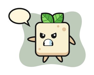 Tofu cartoon illustration as a karate fighter