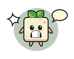 Tofu character cartoon with shocked gesture
