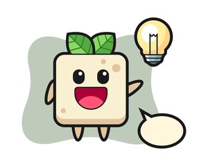 Tofu character cartoon getting the idea