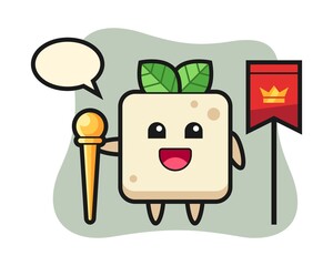 Mascot cartoon of tofu as a king