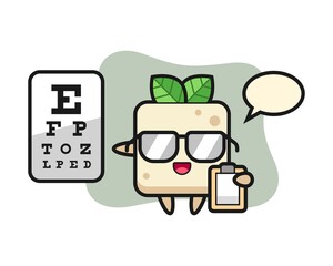 Illustration of tofu mascot as a ophthalmology