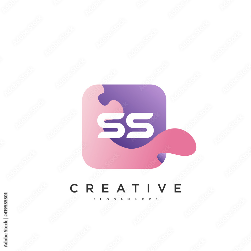 Canvas Prints ss initial letter logo icon design template elements with wave colorful art.