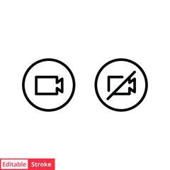 Video camera line icon. Simple outline style for Video Conference, Webinar and Video chat. Vector illustration isolated on white background. Editable stroke EPS 10