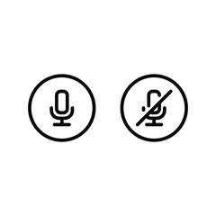 Mic, audio and sound mute line icon. Simple outline style for Video Conference, Webinar and Video chat. Vector illustration isolated on white background. EPS 10