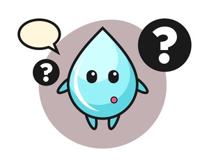 Cartoon illustration of water drop with the question mark