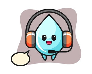 Cartoon mascot of water drop as a customer service