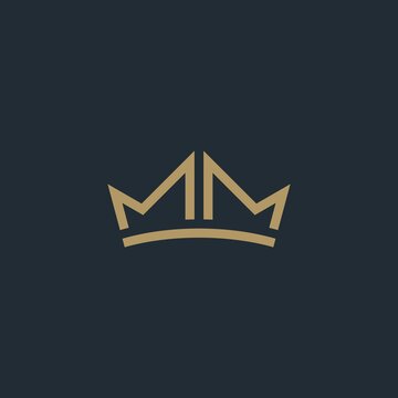 Abstract vector crown logo vector design. letter MM