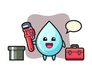Character illustration of water drop as a plumber