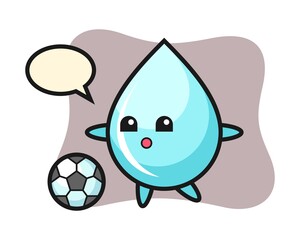 Illustration of water drop cartoon is playing soccer