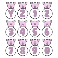 pig alphabet collection, vector art and illustration.