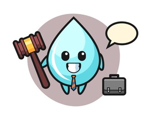 Illustration of water drop mascot as a lawyer