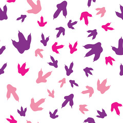 Dinosaur footprint tracks. Minimal color seamless pattern. Background with paw, claw predator. Dinosaur footprint seamless pattern perfect for textile, wrap and wallpaper and design.