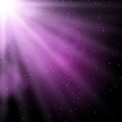 Putple spotlight. Bright lighting with spotlights of the stage on transparent background.