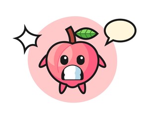 Fototapeta premium Peach character cartoon with shocked gesture