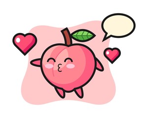 Peach character cartoon with kissing gesture