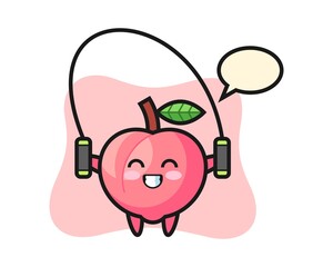 Peach character cartoon with skipping rope