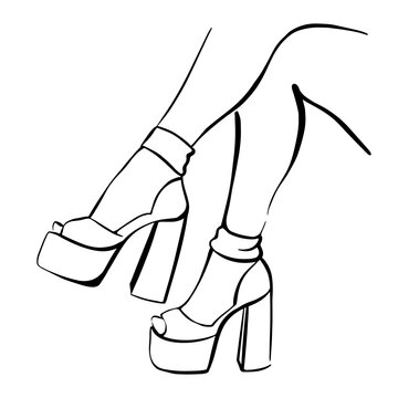 recommend clip art: Slim female legs in high-heeled shoes. Hand-drawn vector fashion illustration