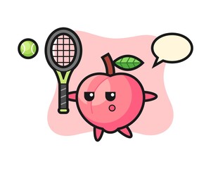 Cartoon character of peach as a tennis player