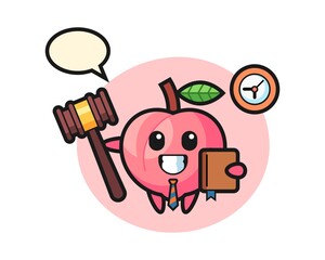 Mascot cartoon of peach as a judge