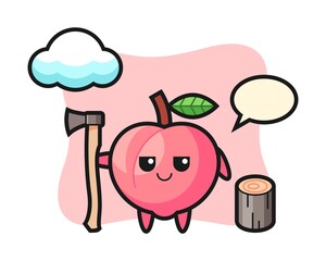 Character cartoon of peach as a woodcutter