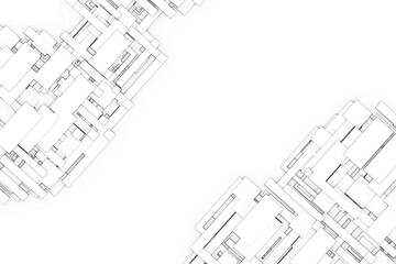 Creative 3d modern tech geometric structures white creative background.3d illustration and rendering.