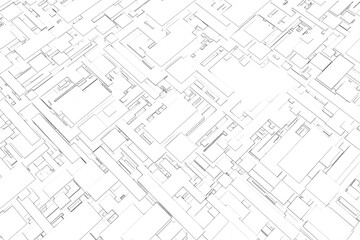 Perspective of modern futuristic outline edge patterns for architecture background.3d illustration and rendering.